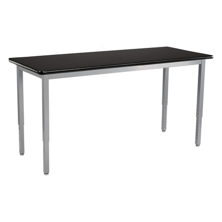 NATIONAL PUBLIC SEATING NPS Steel Height Adjustable Heavy Duty Table, 24 X 72 , HPL Top, Grey Frame SLT8-2472H